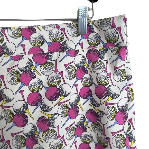 Izod Golf Stretch White Pink Blue Balls Tees Skort Skirt Size 8 Pockets - Picture 3 of 7